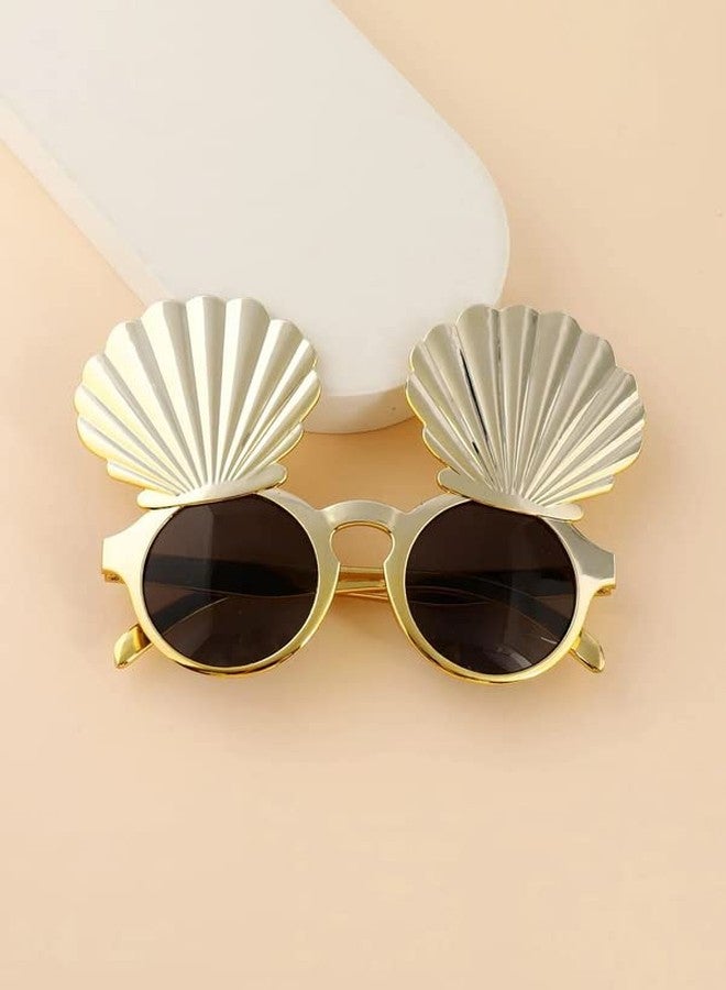 Selibration نظارات واقية للأطفال بإطار على شكل صدفة، مثالية لحفلات أعياد الميلاد، والحفلات التنكرية، وهدايا تذكارية لأعياد الميلاد، وحفلات الأطفال الصيفية، ودعامة لجلسات التصوير، وديكورات مستوحاة من الشاطئ (عبوة من قطعة واحدة) - Image 4